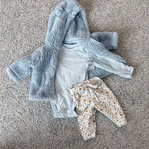 Carter's Cozy Blue Fleece Set with Floral Pants